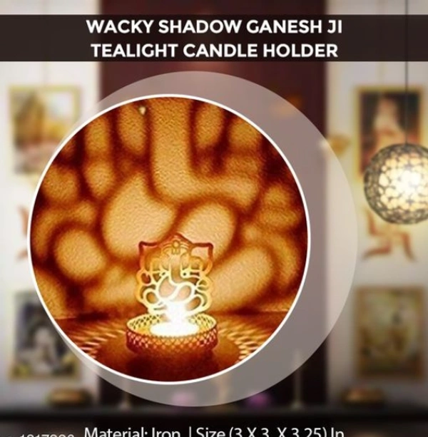  Gold Plated Wacky Shadow Laxmi Ji Tealight Candle Holder   -  Free  Size, Brass,  Pack of1